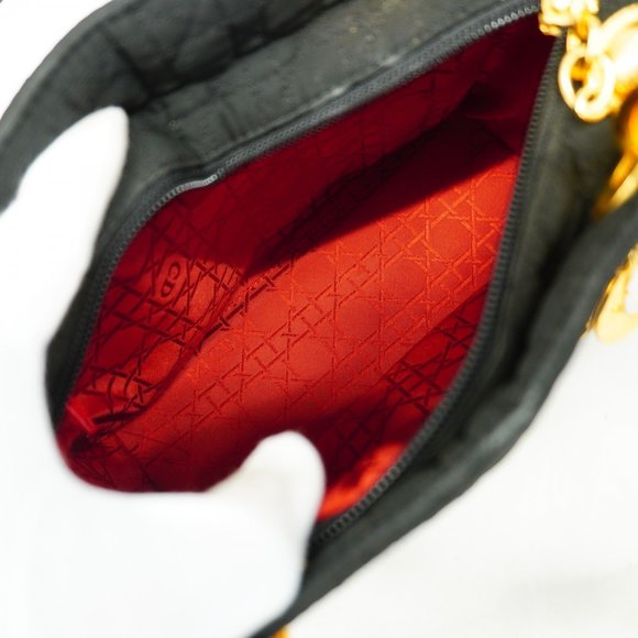 Christian Dior Handbag Cannage Lady Nylon Black Women's - Picture 4 of 14